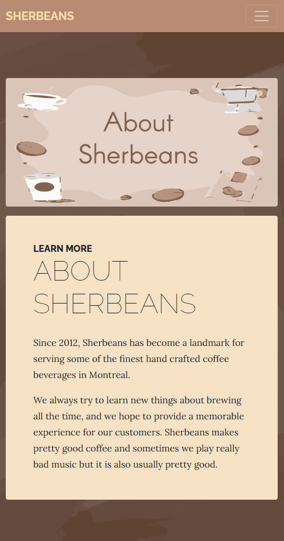 sherbeans website full view